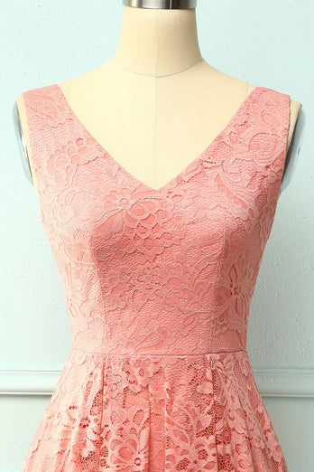 Blush Lace Asymmetrical Dress