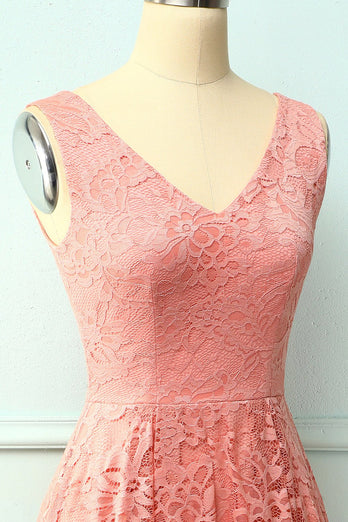 Blush Lace Asymmetrical Dress