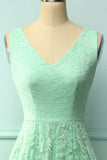 Mint Lace Asymmetrical Dress