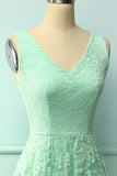 Mint Lace Asymmetrical Dress