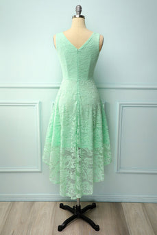 Mint Lace Asymmetrical Dress