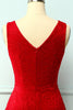 Load image into Gallery viewer, Dark Red Lace Asymmetrical Dress