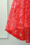 Coral Lace Asymmetrical Dress