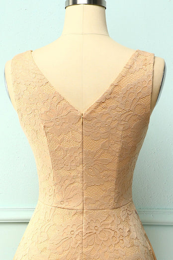 Champagne Lace Asymmetrical Dress