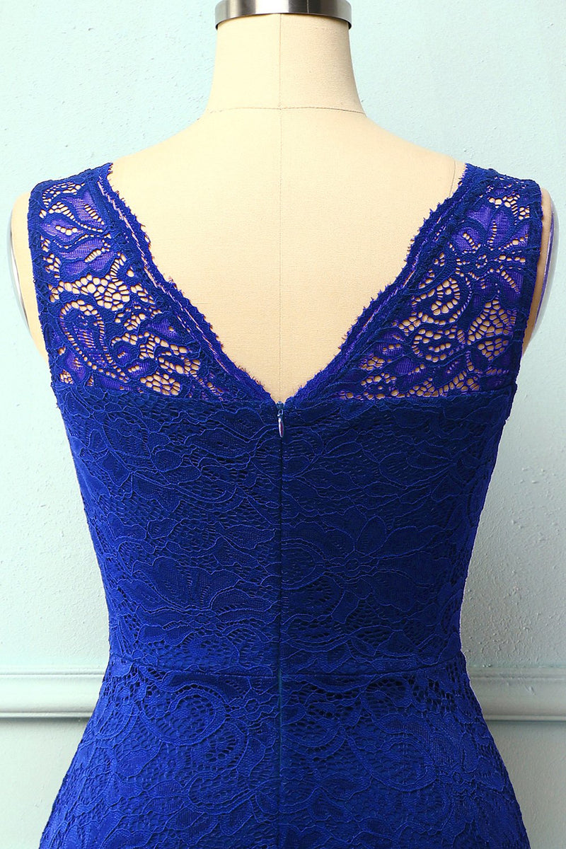 Load image into Gallery viewer, Lace Royal Blue Formal Dress