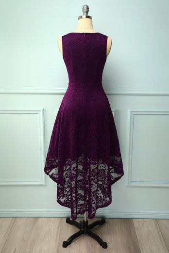 Lace Grape Asymmetrical Dress