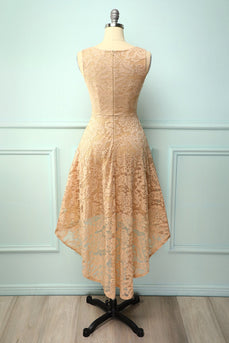 Lace Champagne Asymmetrical Dress