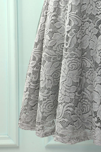Grey 3/4 Sleeves Formal Dress