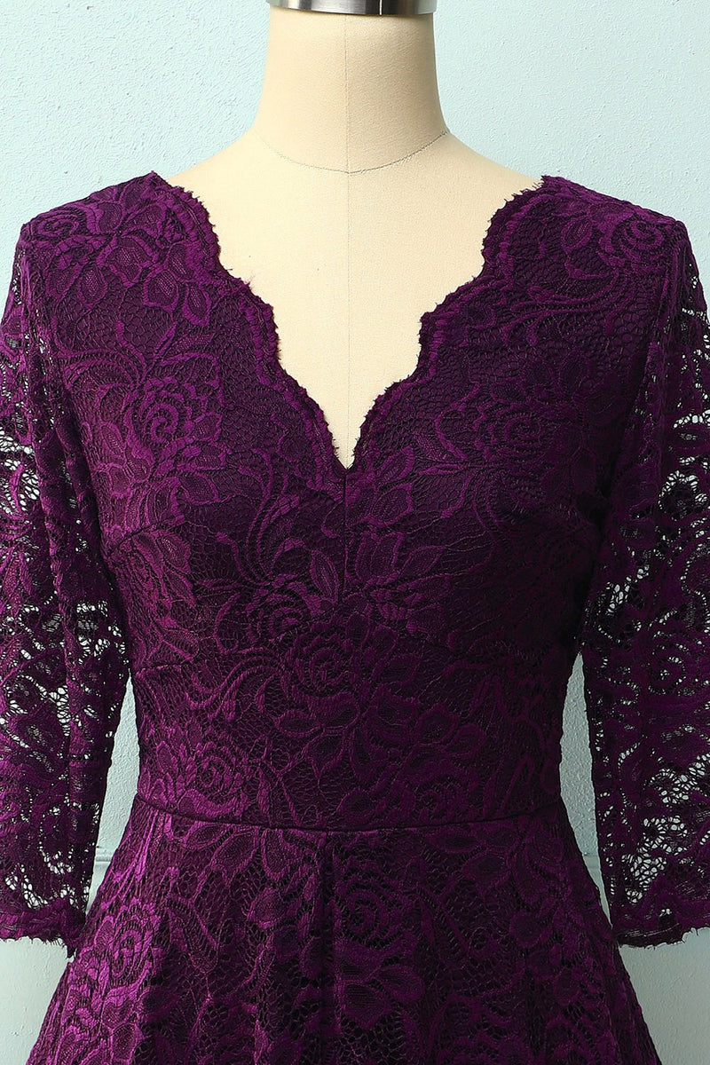 Load image into Gallery viewer, Grape 3/4 Sleeves Formal Dress
