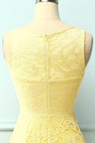 Asymmetrical Yellow Lace Dress