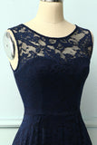 Asymmetrical Navy Lace Dress