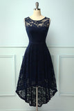 Asymmetrical Navy Lace Dress