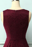 Burgundy Asymmetrical Lace Dress