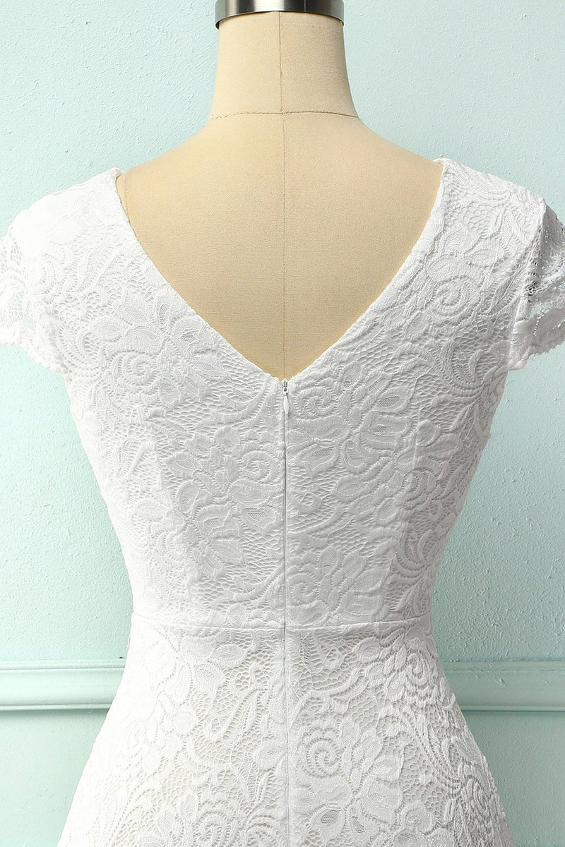 Load image into Gallery viewer, White V Neck Midi Lace