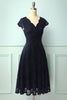 Load image into Gallery viewer, Navy V Neck Midi Lace