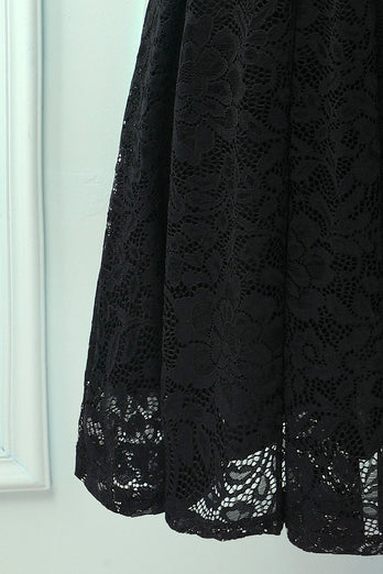 Black Halter Lace Midi Dress