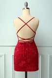 Spaghetti Straps Red Bodycon Dress