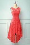 Coral High Low Lace Party Dress