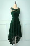 Dark Green High Low Lace Party Dress