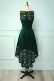 Dark Green High Low Lace Party Dress