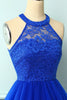 Load image into Gallery viewer, Halter Royal Blue Lace Dress