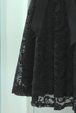 Black Short Sleeves Lace Dress