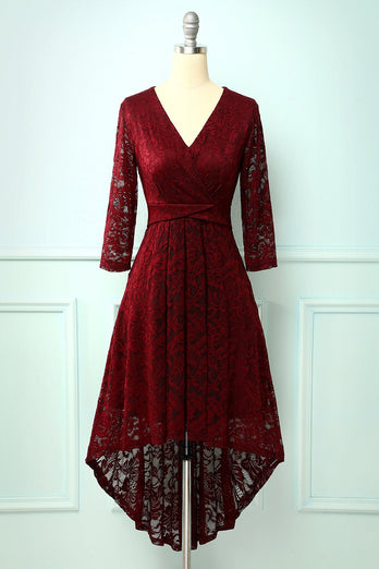 Burgundy High Low Lace