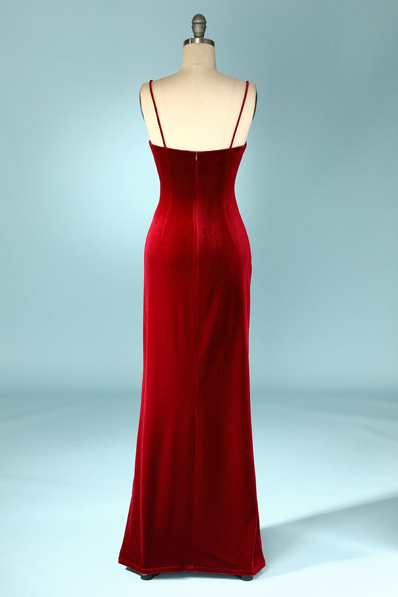 Load image into Gallery viewer, Red Velvet Evening Party Dress