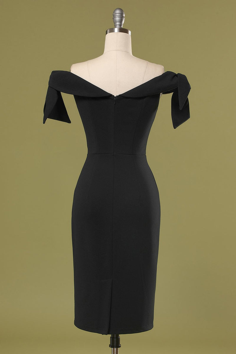 Load image into Gallery viewer, Black Off the Shoulder Bodycon Dress