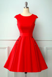 Red Button 1950s Swing Dress