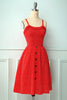 Load image into Gallery viewer, Vintage Red Floral Dress With Button