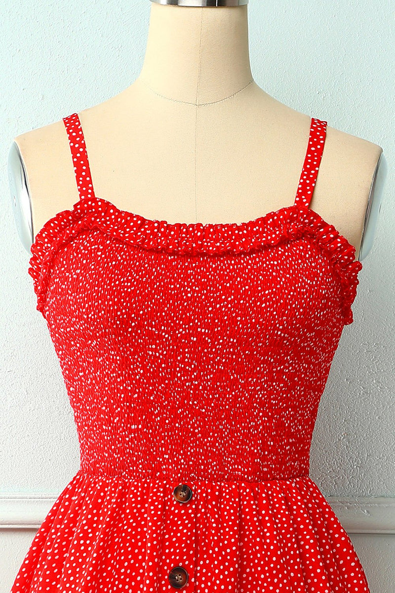 Load image into Gallery viewer, Vintage Red Floral Dress With Button