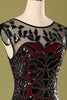 Load image into Gallery viewer, Red and Black 1920s Sequined Flapper Dress