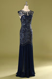 Navy 1920s Sequined Flapper Dress