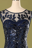 Navy 1920s Sequined Flapper Dress