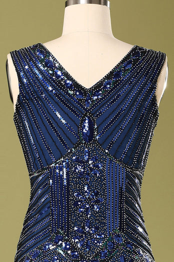 Vintage 1920s Blue Sequins Flapper Dress