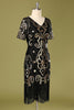 Load image into Gallery viewer, 1920s Black Sequins Flapper Dress