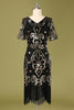Load image into Gallery viewer, 1920s Black Sequins Flapper Dress
