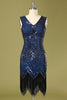 Load image into Gallery viewer, Vintage 1920s Blue Sequins Flapper Dress