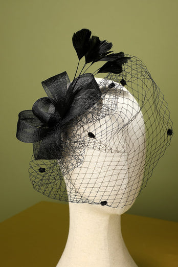 Black 1920s Feather Headband