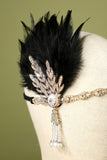 Black Beaded Feather 1920s Flapper Headband