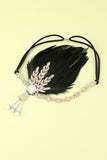 Black Beaded Feather 1920s Flapper Headband