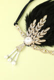 Black Beaded Feather 1920s Flapper Headband