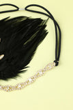 Black Beaded Feather 1920s Flapper Headband