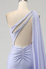 Load image into Gallery viewer, Mermaid Lilac One Shoulder Long Prom Dress with Slit