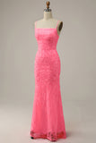 Blush Sheath Glitter Prom Dress with Sequins