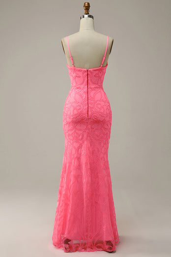 Blush Sheath Glitter Prom Dress with Sequins