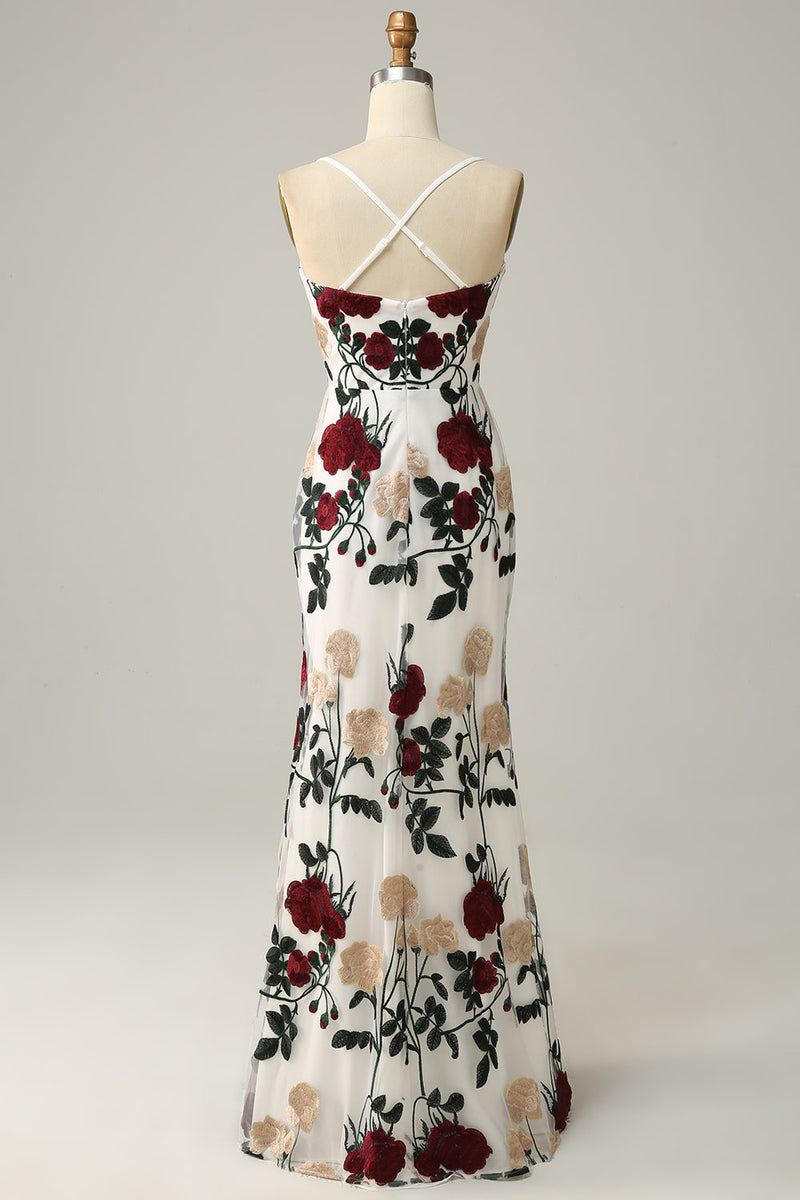 Load image into Gallery viewer, Mermaid Spaghetti Straps Flower Printed Long Prom Dress