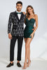 Load image into Gallery viewer, Men&#39;s Black Jacquard Peak Lapel 2-Piece Prom Suits