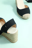 Straw Linen Wedges Women's Shoes